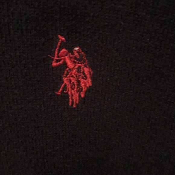 Supremely Stylish US Polo Assn Black Sweater with Blood Red Logo and Trim 🔥 - Picture 3 of 6